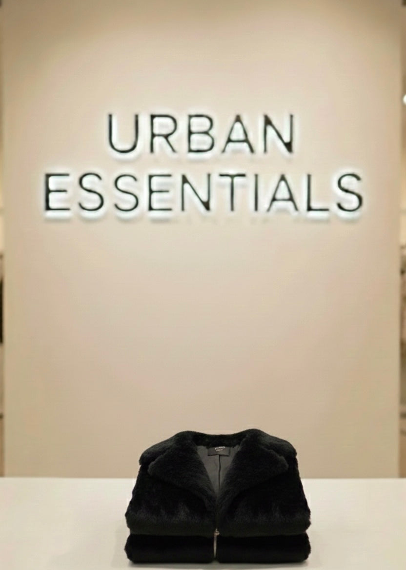 Urban Essentials Luxe Faux Fur Jacket – Black