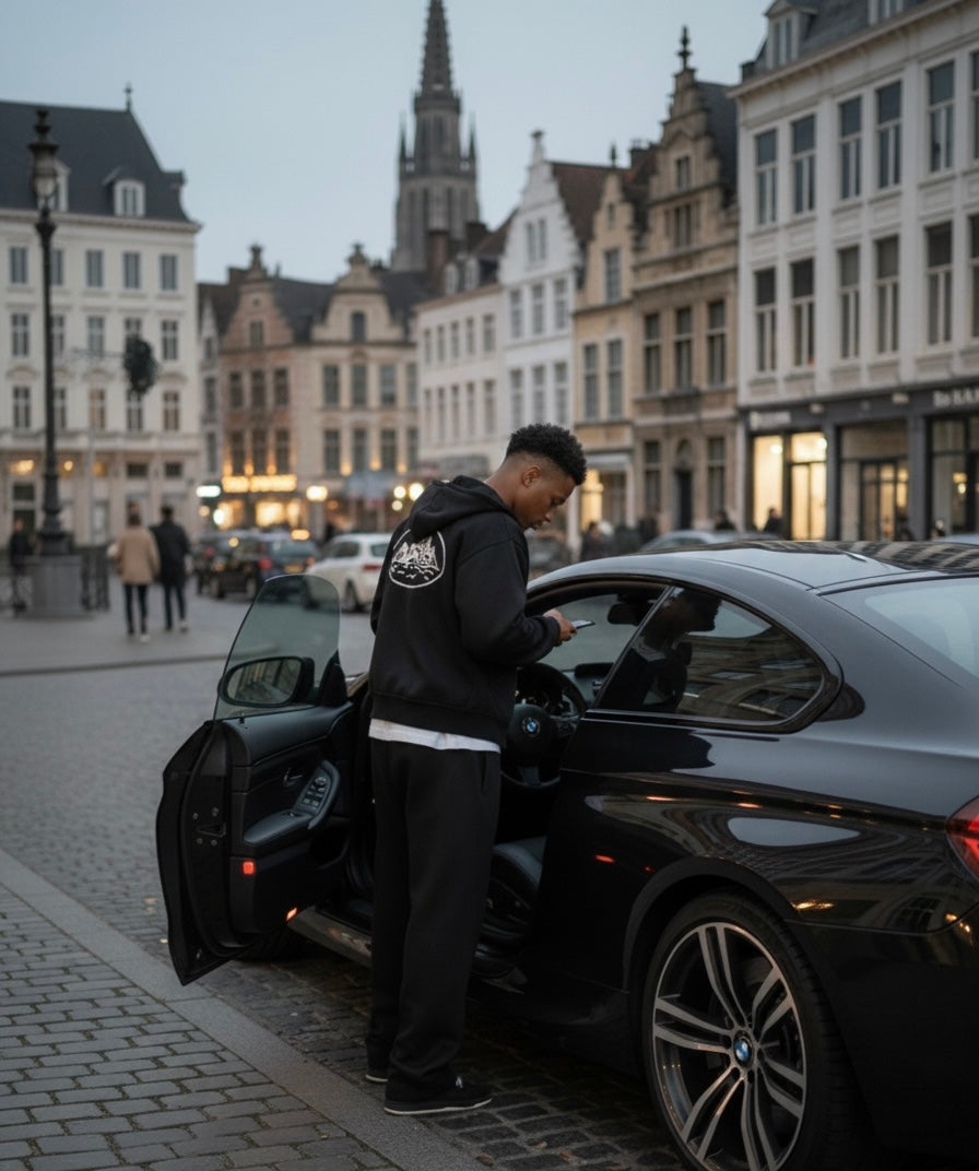 Urban Essentials Zip Hoodie Set – Black