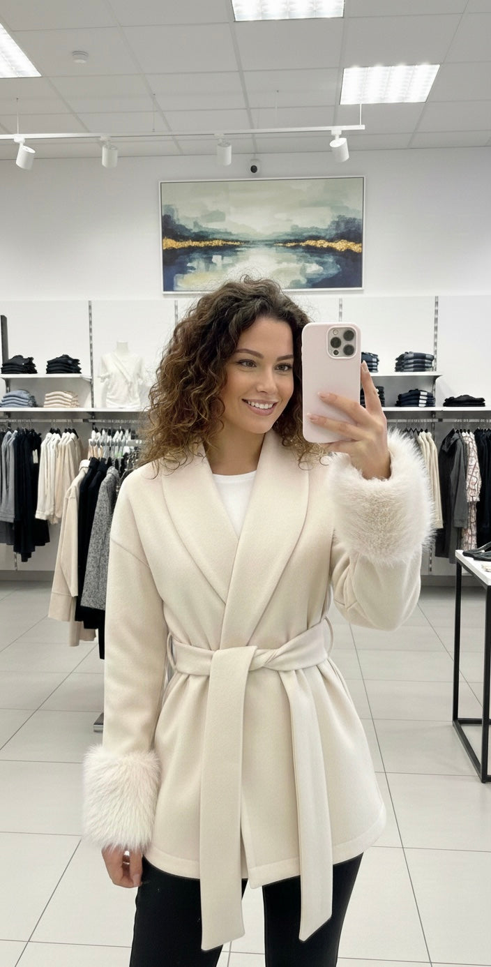 Elegant Beige Wrap Jacket