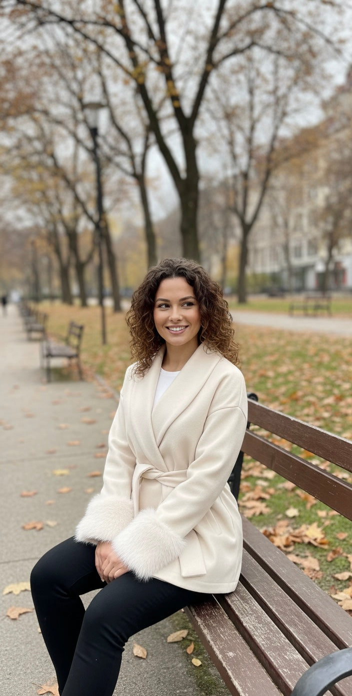 Elegant Beige Wrap Jacket