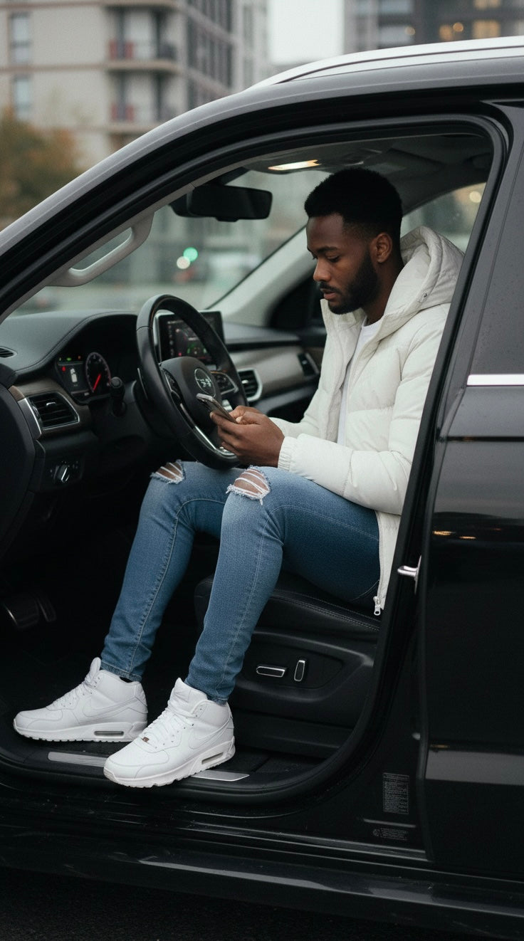 Men’s White Puffer Jacket – Hooded Winter Jacket