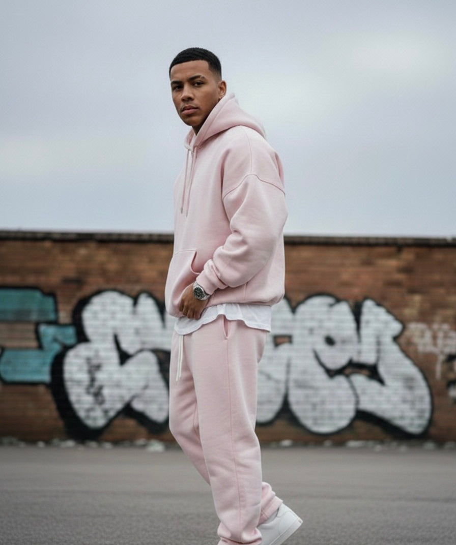Men’s Premium Blush Pink Tracksuit – Hoodie & Joggers Set